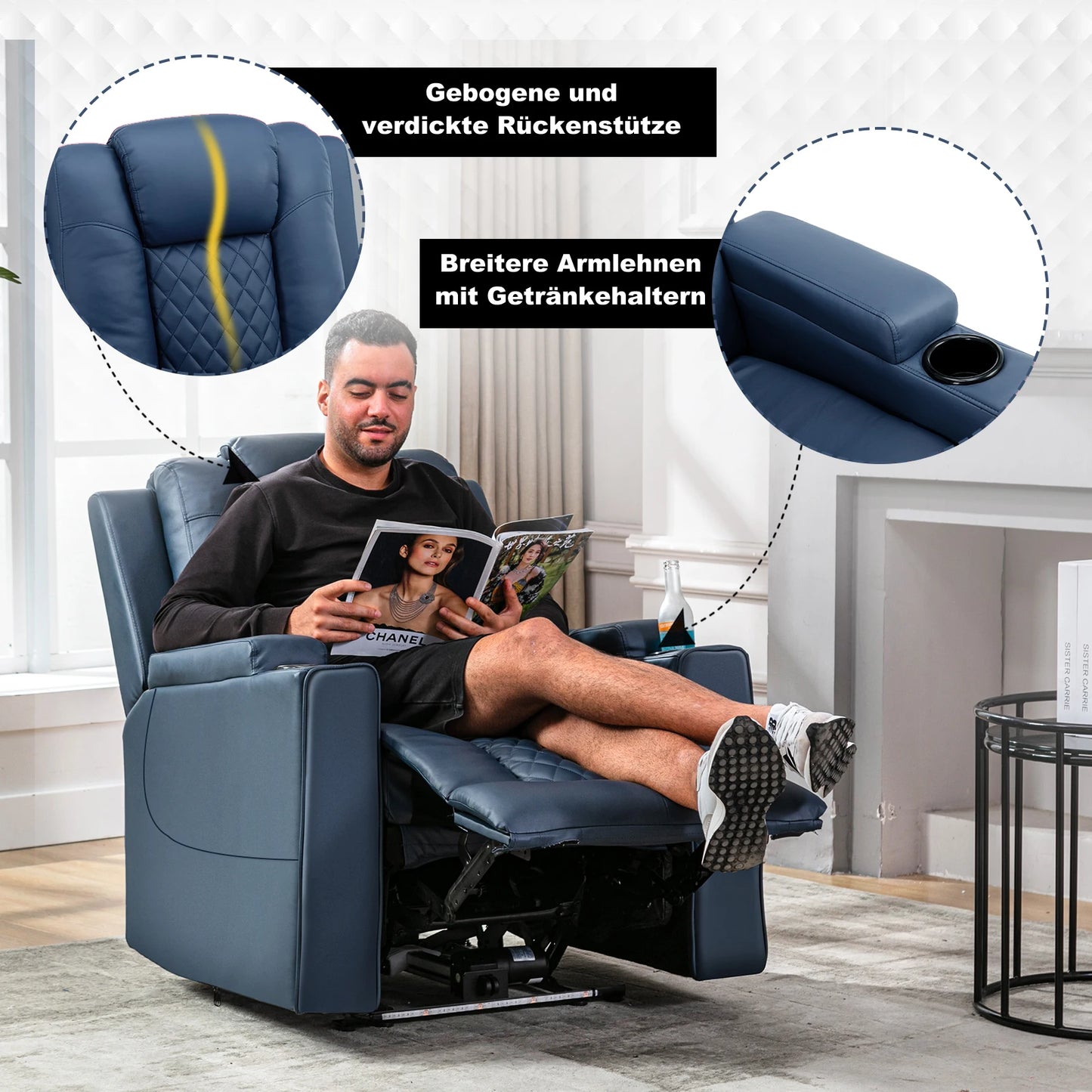 COMHOMA Recliner Armchair ā Massage & LED Relax Chair with Reclining Function for Living Room or Bedroom