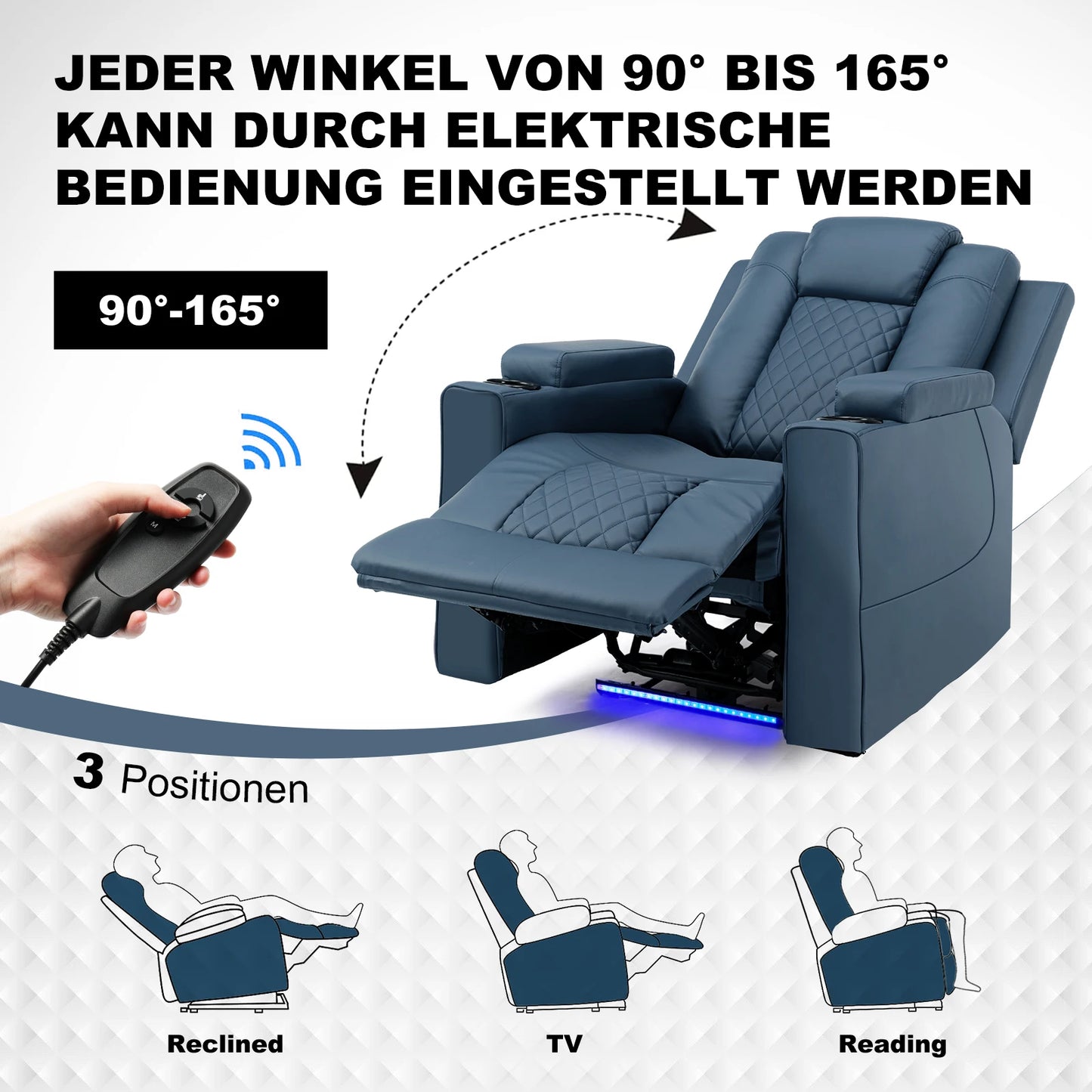 COMHOMA Recliner Armchair ā Massage & LED Relax Chair with Reclining Function for Living Room or Bedroom