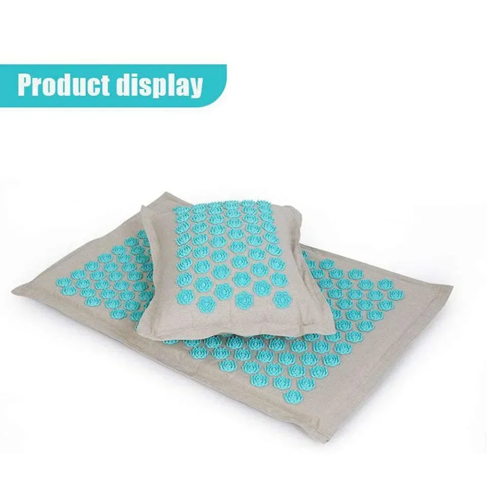 Akupressur-Massagematte 74×44cm – Yogamatte aus natürlichem Leinen und Kokosfasern mit Lotus-Spikes und Tragetasche