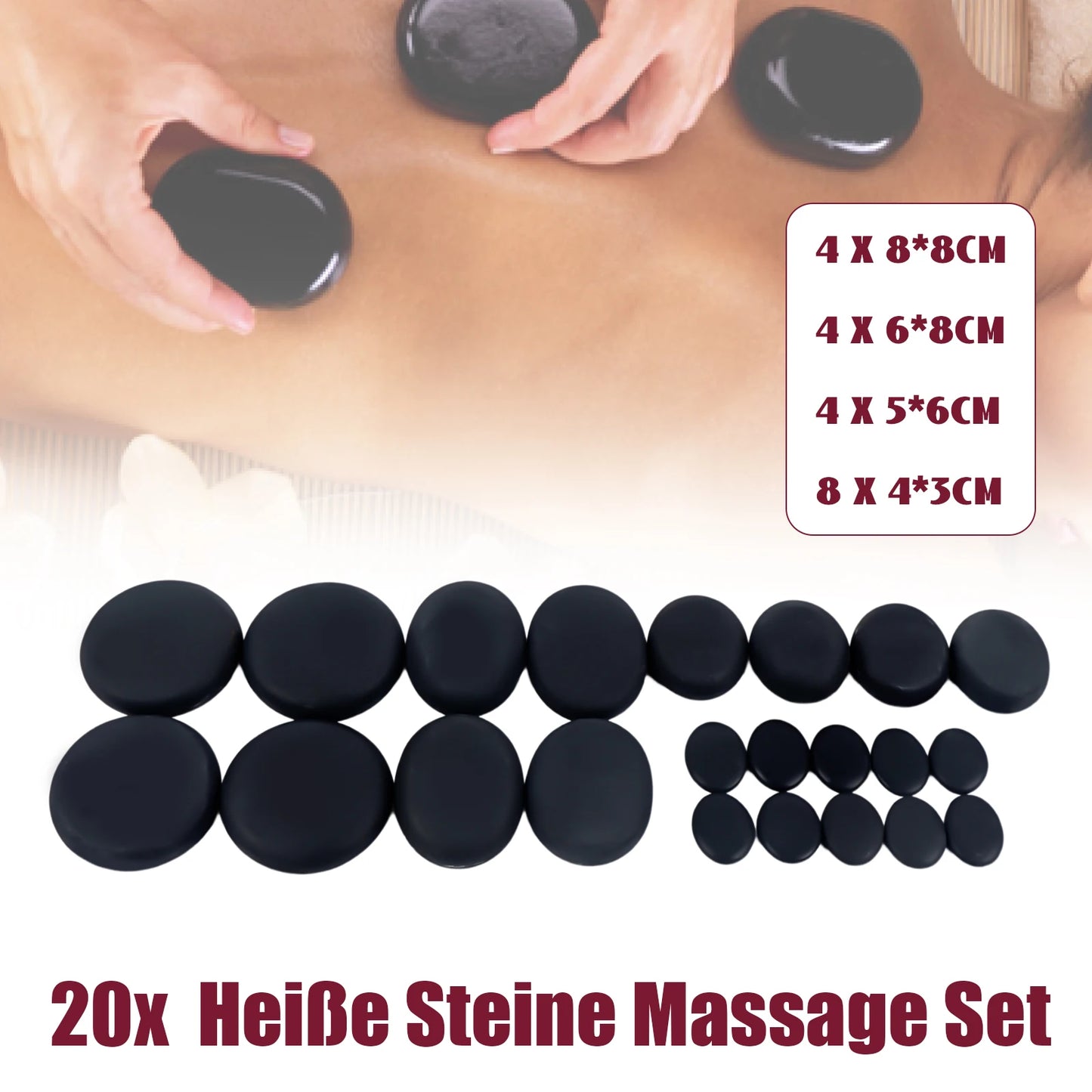 20-Piece Hot Stone Massage Set β Basalt Stone Kit with Heating Box for Spa, Therapy & Hot Compress Treatment