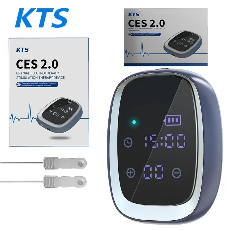 KTS CES Schlafhilfegerät – Tragbarer 600-mAh-Kranialelektrotherapie-Stimulator zur Linderung von Angstzuständen, Depressionen und Schlaflosigkeit
