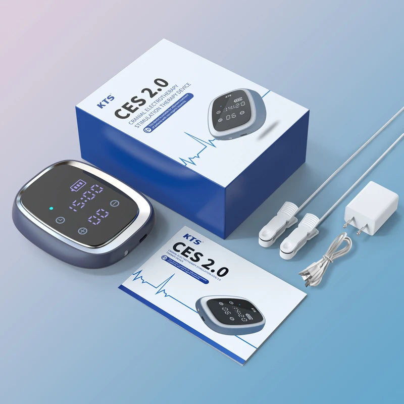 KTS CES Schlafhilfegerät – Tragbarer 600-mAh-Kranialelektrotherapie-Stimulator zur Linderung von Angstzuständen, Depressionen und Schlaflosigkeit