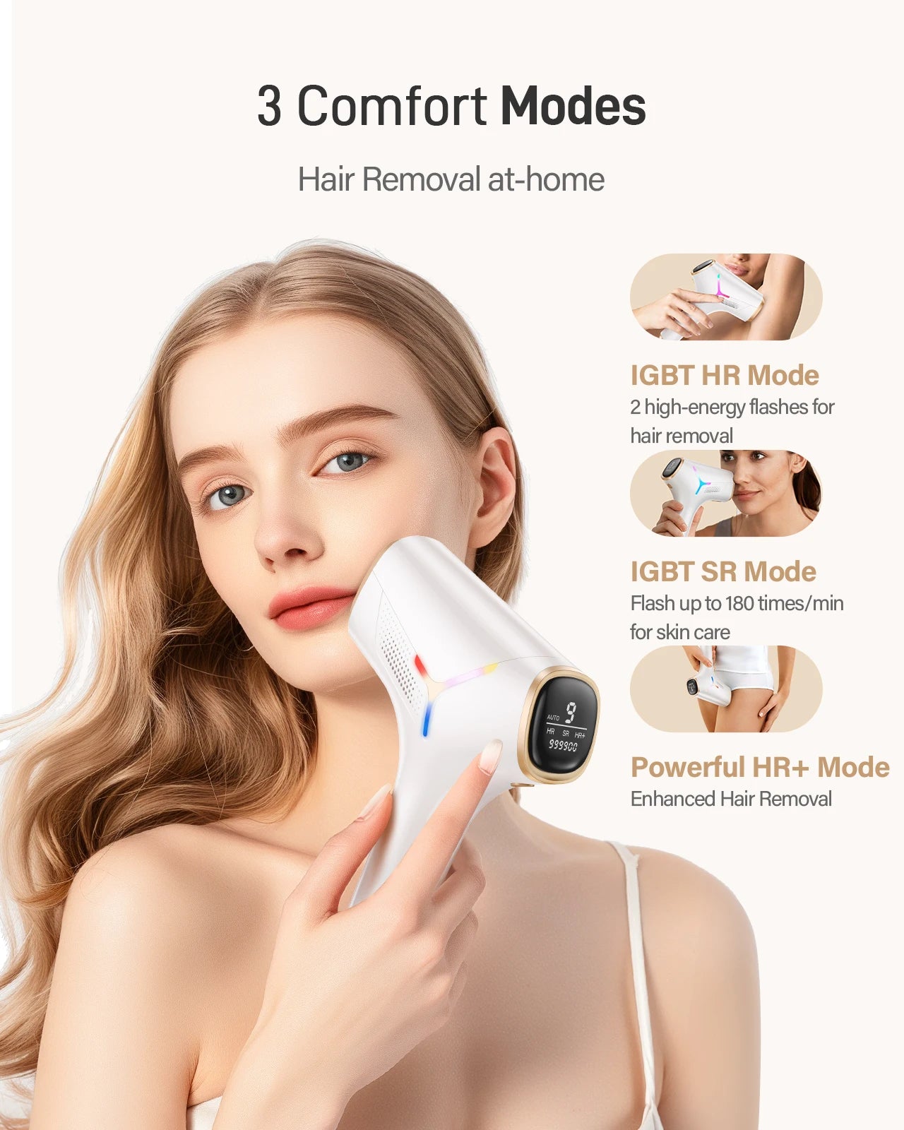 IPL-Haarentfernungsgerät – Laser-Epilierer mit 990.000 Lichtimpulsen für Frauen, schmerzfreie dauerhafte Körper- und Bikinihaarentfernung zu Hause