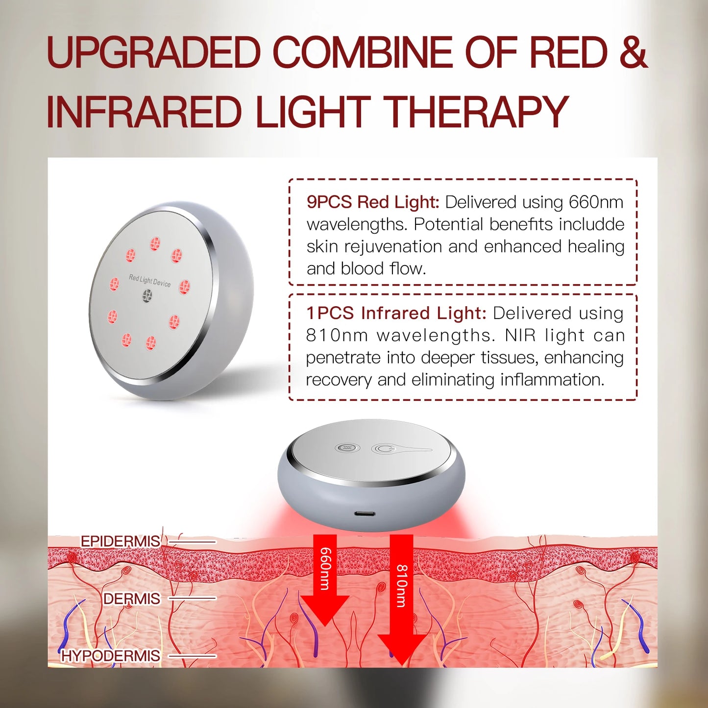 KTS 810 nm Rotlichttherapiegerät – Rundes Infrarot-Schmerzmittel zur Schmerzlinderung bei Handgelenksverletzungen, Sehnenscheidenentzündungen und Arthritis