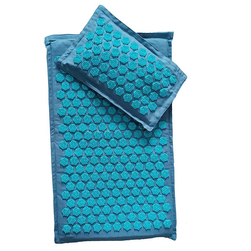 Akupressur-Massagematte 74×44cm – Yogamatte aus natürlichem Leinen und Kokosfasern mit Lotus-Spikes und Tragetasche