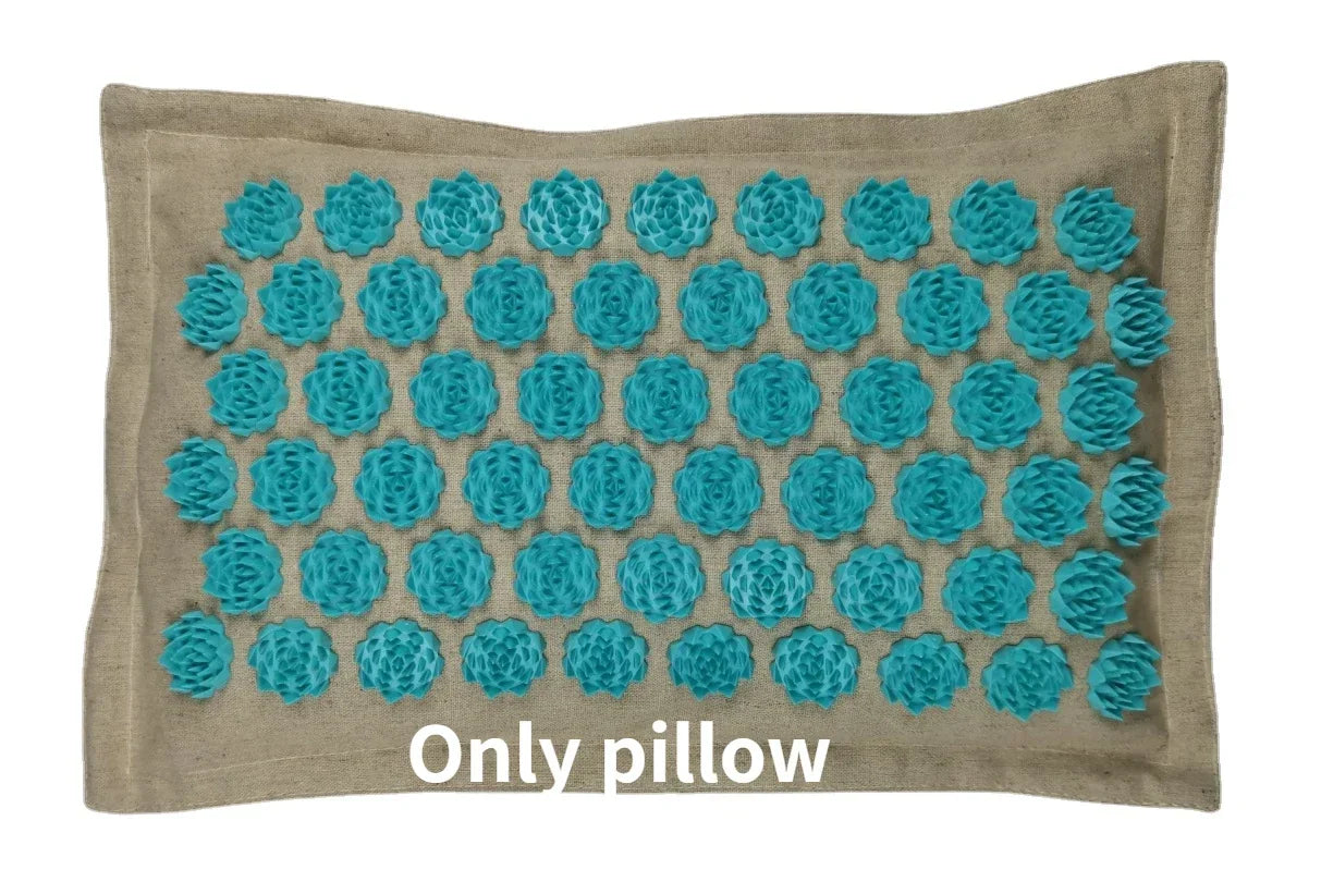 Akupressur-Massagematte 74×44cm – Yogamatte aus natürlichem Leinen und Kokosfasern mit Lotus-Spikes und Tragetasche