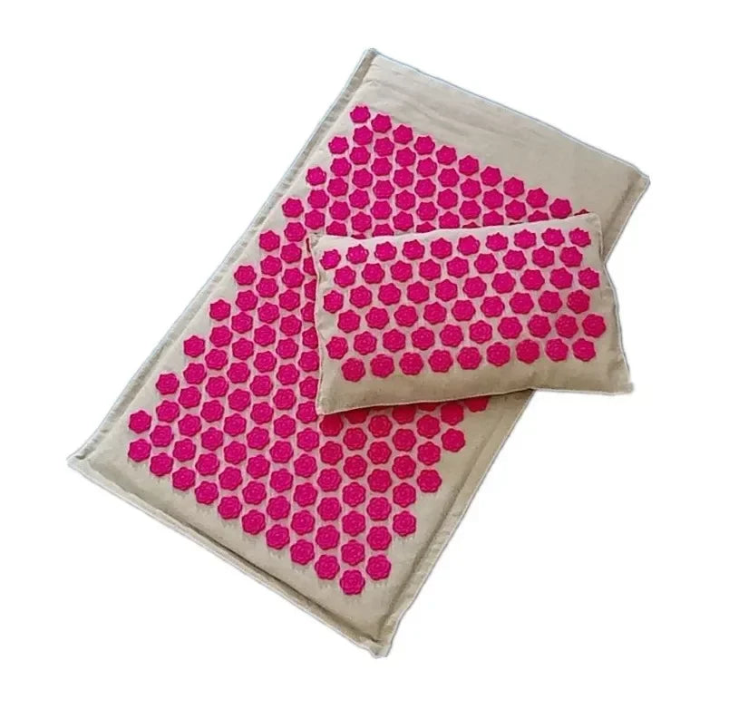 Akupressur-Massagematte 74×44cm – Yogamatte aus natürlichem Leinen und Kokosfasern mit Lotus-Spikes und Tragetasche