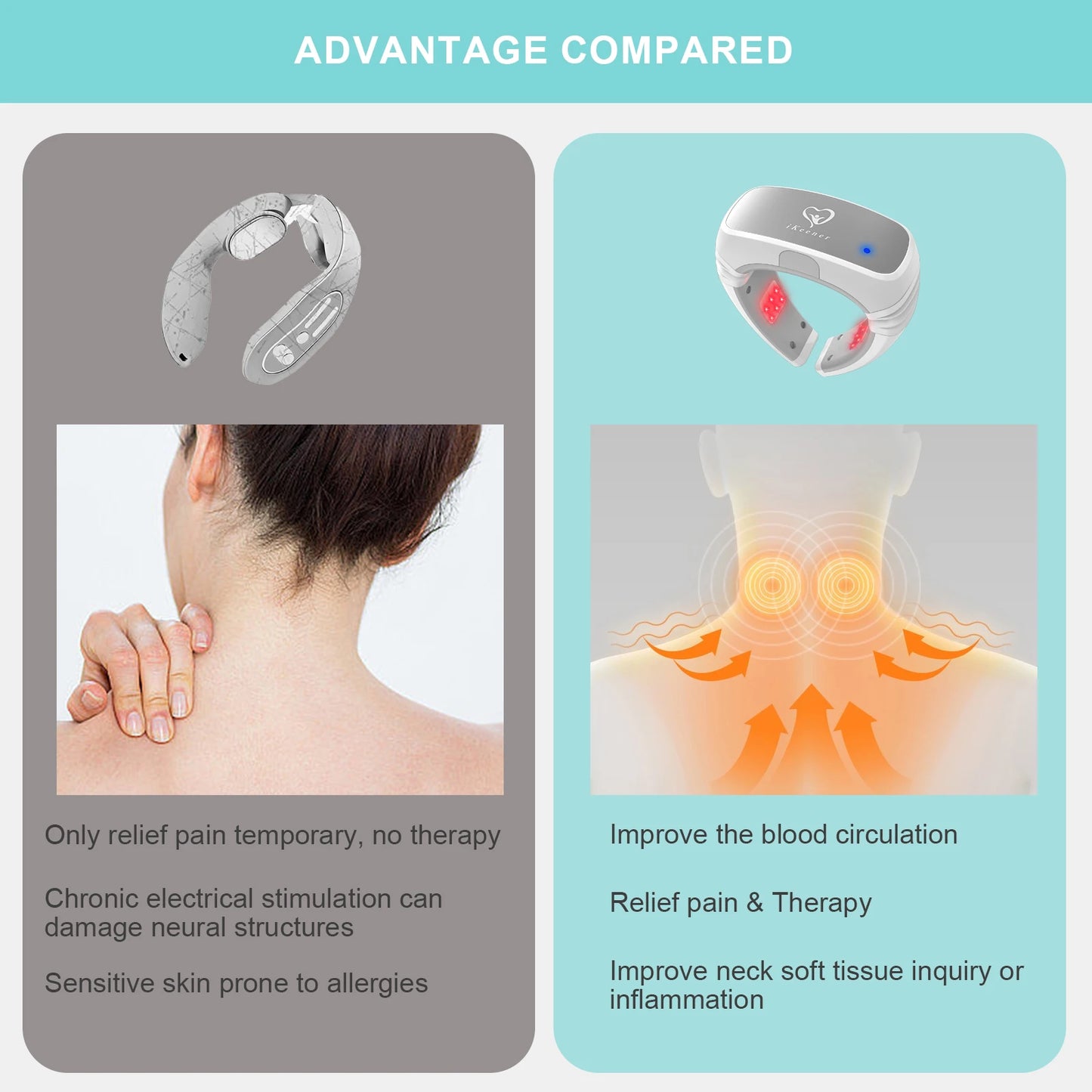 KTS Kabelloses Laser-Nackentherapiegerät – 3×808 nm + 14×650 nm Rotlicht-LLLT zur Linderung von Nackenschmerzen