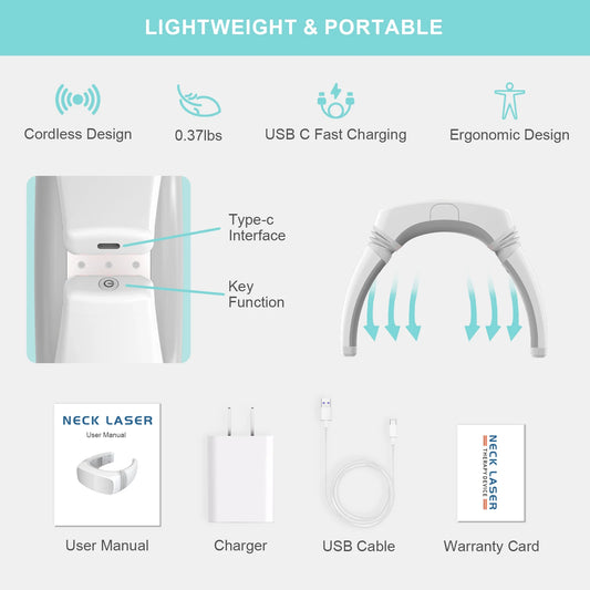 KTS Kabelloses Laser-Nackentherapiegerät – 3×808 nm + 14×650 nm Rotlicht-LLLT zur Linderung von Nackenschmerzen