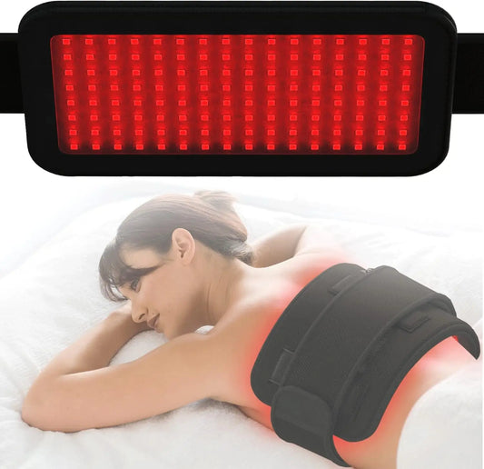KTS Rotlichttherapiegürtel – 128-LED-Infrarot-Heizbandage zur Linderung von Rücken-, Knie-, Ellenbogen- und Fußschmerzen (880 nm)