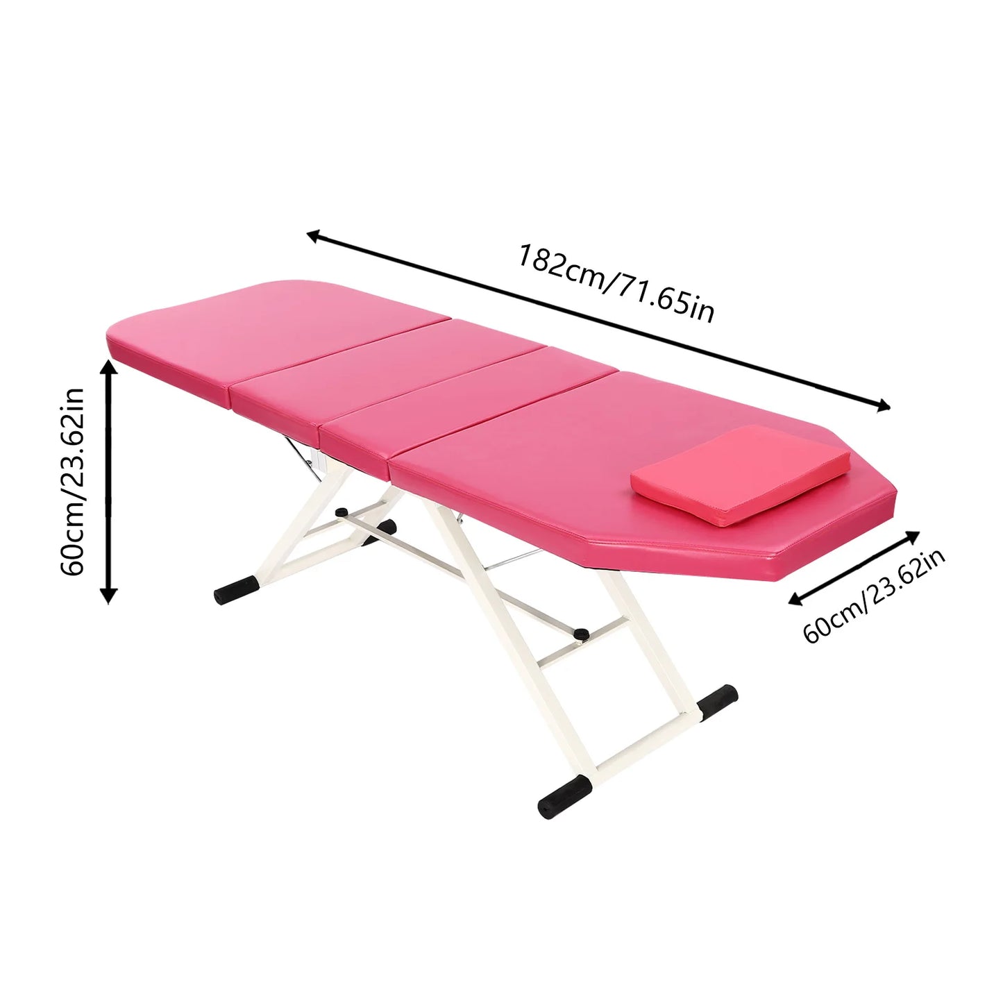 3-fach faltbares, tragbares Schönheits- und Massagebett – verstellbarer Spa-Tisch mit Aufbewahrungstasche (weiß/pink/schwarz)
