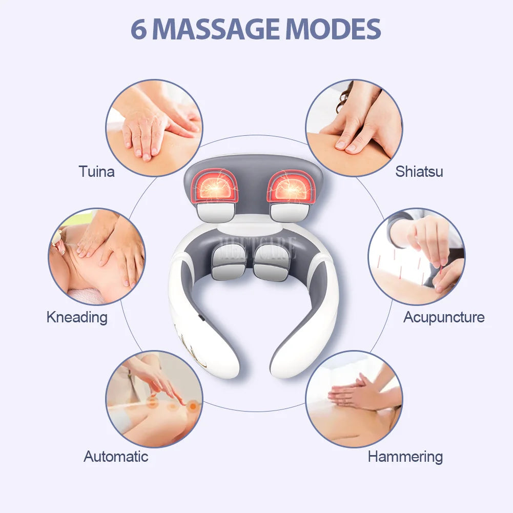 Kabelloses TENS-Nacken- und Schultermassagegerät – Intelligente Wärmeimpulstherapie zur Linderung von Nackenschmerzen und Muskelschmerzen