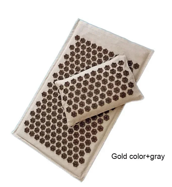 Akupressur-Massagematte 74×44cm – Yogamatte aus natürlichem Leinen und Kokosfasern mit Lotus-Spikes und Tragetasche