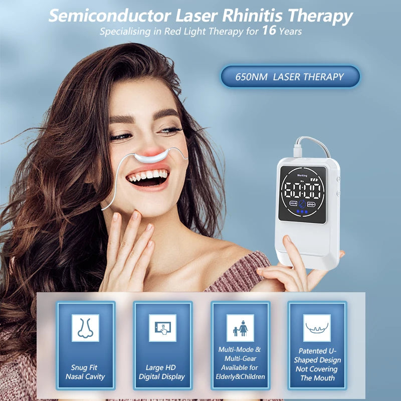 KTS 650 nm Rhinitis-Lasertherapiegerät – Biolicht-Nasenphototherapie bei Sinusitis, juckender Nase und Nasopharynxpflege