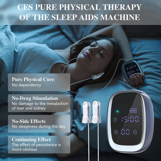 KTS CES Schlafhilfegerät – Tragbarer 600-mAh-Kranialelektrotherapie-Stimulator zur Linderung von Angstzuständen, Depressionen und Schlaflosigkeit